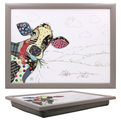 Bug Art Laptray Connie Cow, 40 x 28 x 5 cm | Cushioned Support Base, Wooden Tray Surface, Stable Food Serving, Relaxed Dining Experience - Image 3
