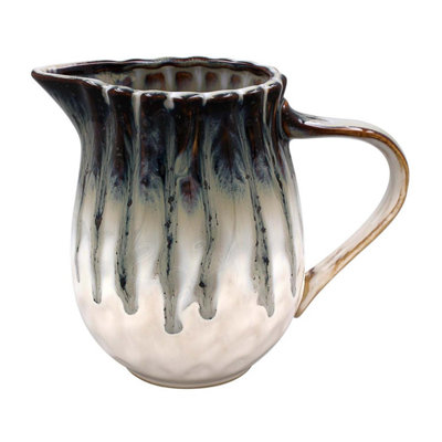 Reactive Glaze Stoneware Jug 700Ml Pitcher Artisan Serving Milk Drinks Water from B&Q