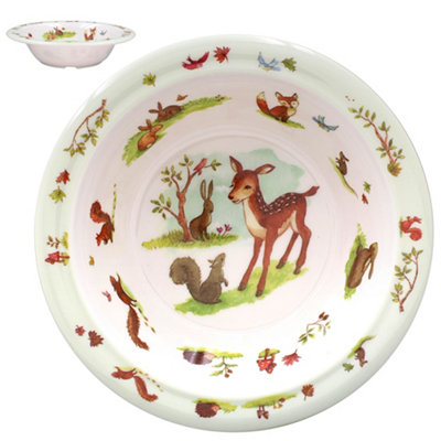  - Forest Friends Food Bowl Kids Woodland Animal Design Deer Squirrel Rabbit Dish