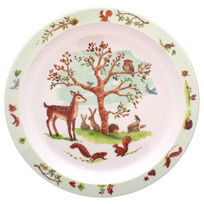  - Forest Friends Plate Kids Dinnerware Woodland Animal Deer Squirrel Rabbit Design