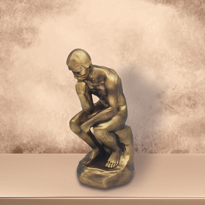  - Bronzed Figurine Thinking Human Resin Ornament Home Decoration Antique Look