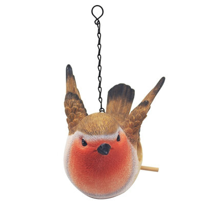 Robin Bird Shaped House Feeder Hanging Nesting Box Decorative Resin Realistic from B&Q