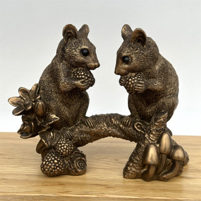 Animal Crackers Two Mice On Branch With Berries Figurine From The Leonardo Reflections Bronzed RangeGift Boxed from B&Q