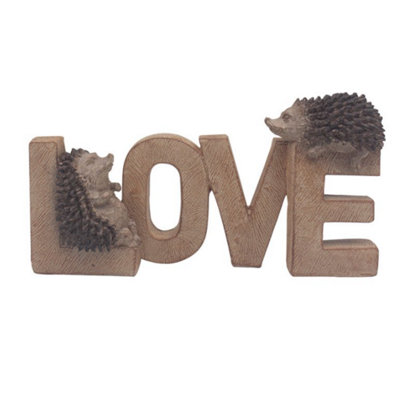 B&Q -  Hedgehog 'love' DecorationCarved Wood EffectFrom The Prickles Range By Lesser & Pavey 25Cm