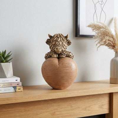 Garden Greatness Highland Cow Wooden Heart Ornament from B&Q