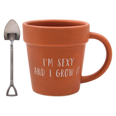 Lesser & Pavey Plant Pot Mug & Shovel Tea Spoon Gift SetI Grow It from B&Q