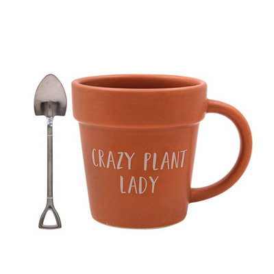Lesser & Pavey Plant Pot Mug & Shovel Tea Spoon Gift SetCrazy Plant Lady from B&Q