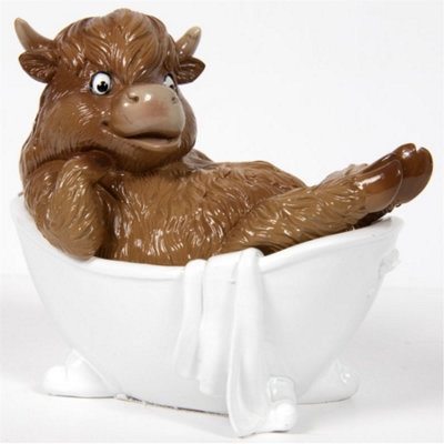 Animal Crackers Highland Cow In Bath Tub Ornament Bathroom Decoration from B&Q