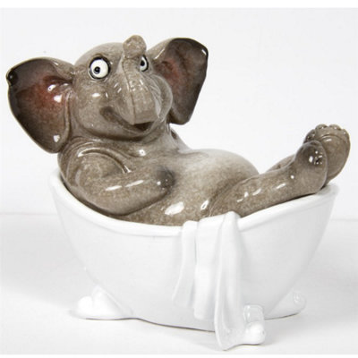 Animal Crackers Elephant In Bath Tub Ornament Bathroom Decoration Novelty Animal Lover Gift from B&Q