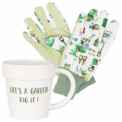 Lesser & Pavey Plant Pot Mug And Gloves Gift Set For HerLife's A Garden from B&Q