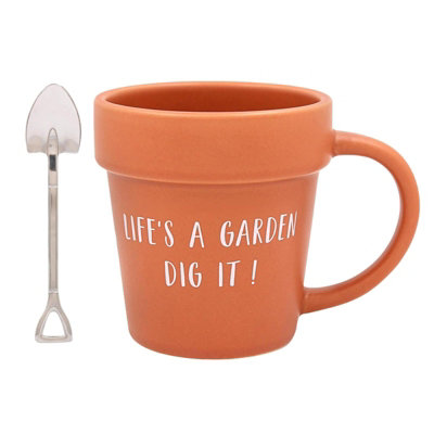 Lesser & Pavey Plant Pot Mug & Shovel Tea Spoon Gift SetLife's A Garden from B&Q