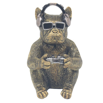 Figurine Resin Ornament Frenchie Gamer Animal Rustic Home Shelf Decor Display