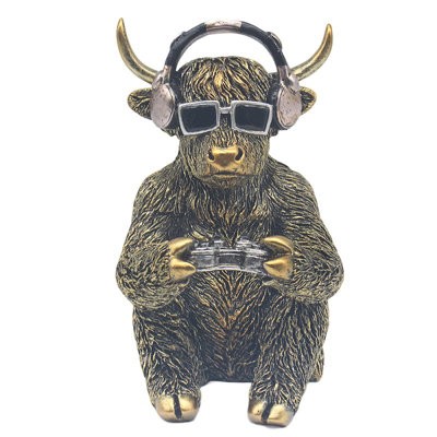 Figurine Resin Ornament Highland Cow Animal Gamer Rustic Shelf Decor Display from B&Q