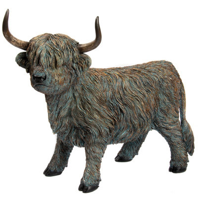  - Highland Cow Walking Statue Large Ornament Figurine Rustic Home Decoration Gift