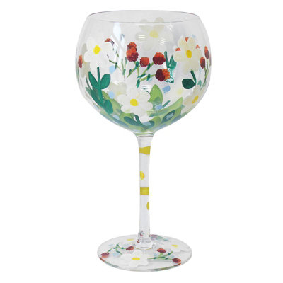 Cocktail Glass Lynsey Johnstone Daisies Flower Gin Hand Painted Ladies Drink from B&Q