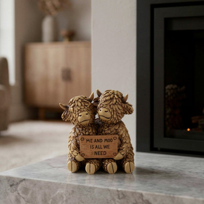 Hughie Highland Cow Me And Moo Ornament from B&Q