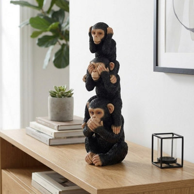 Garden Greatness Stacked Wise Cheeky Monkeys Ornament from B&Q
