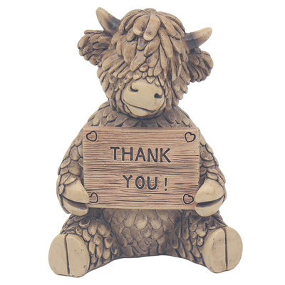  - Figurine Ornament Resin Highland Cow Thank You Collection Home Decor Gift Idea