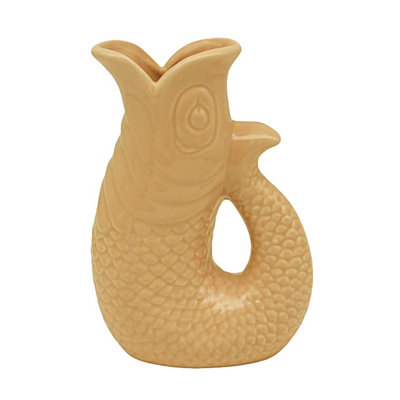 Fish Jug Vase Sand 20Cm Ceramic Decorative Pitcher Ornament Coastal Home Decor from B&Q