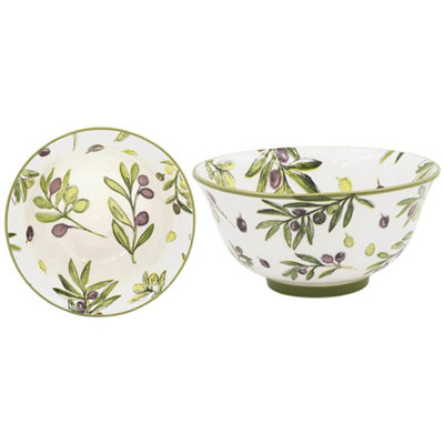 Olive Grove Bowl 12Cm Ceramic Serving Bowl Mediterranean Olive Branch Design from B&Q