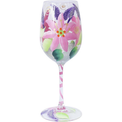 Lesser & Pavey Lynsey Johnstone Hand Painted Wine GlassLillies from B&Q