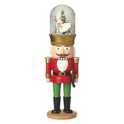 B&Q Red Standing Nutcracker Snowglobe Ornament 35.7Cm