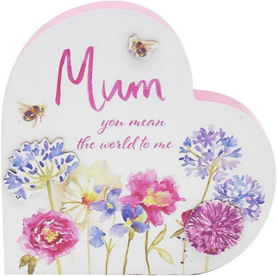 B&Q -  Mum Heart Plaque Gift Standing Decorative Sign For Mothers Day Birthday And Home Display