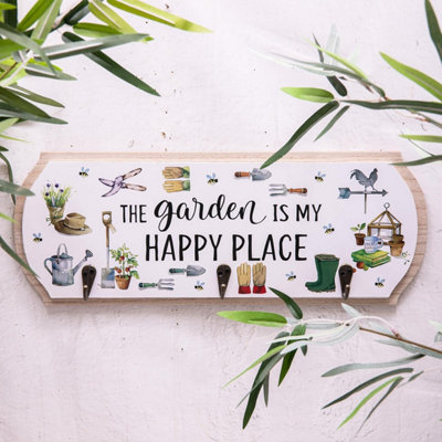 Annibells Wooden Garden Plaque With 3 Metal Hooks  (15858) from B&Q