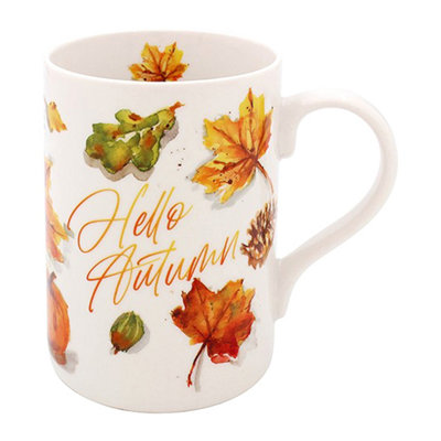 Ceramic Mug 300Ml Coffee Cup Drinkware Autumn Fall Theme Nature Leaf Design from B&Q