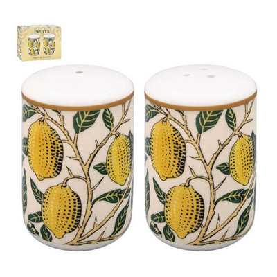  - Ceramic Salt & Pepper Shakers W. Morris Fruits Design Pots Dispensers Cruet Jars