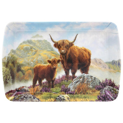 Small Serving Tray Highland Cow Tableware Melamine Food Snacks Server Gift Idea from B&Q