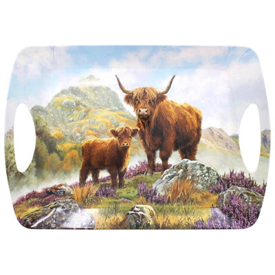 Large Serving Tray Highland Cow Tableware Melamine Food Snacks Server Gift Idea from B&Q
