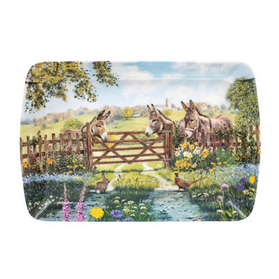 Serving Tray Donkey Farm Small Plastic Tea Coffee Food Tray Platter Kitchen Home from B&Q