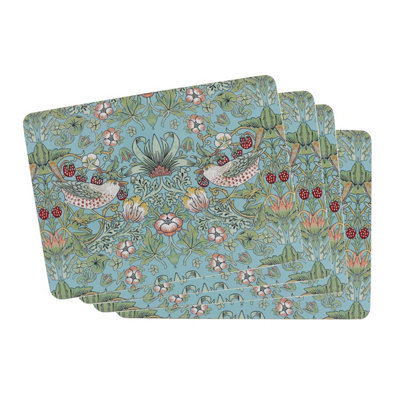 Cork-Backed Placemats 4Pcs W. Morris Strawberry Thief Non-Slip Table Place Mats from B&Q