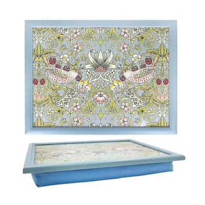  - Lap Tray William Morris Strawberry Thief Blue Cushioned Bean Bag Laptop Bed Tray