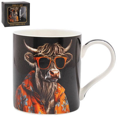 Coffee Mug Ceramic Cup 350Ml Highland Wow Novelty Design Animal Print Gift Idea from B&Q