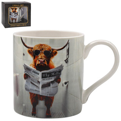 Coffee Mug Ceramic Cup 350Ml Highland Loo Novelty Design Animal Print Gift Idea from B&Q