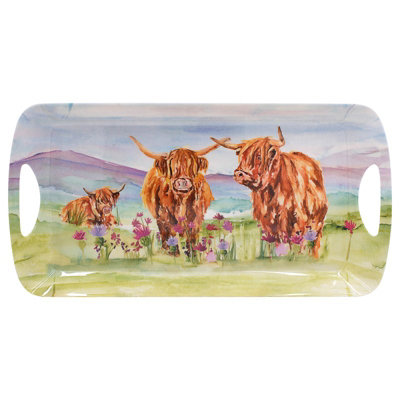 Highland Cow Tray Medium Farmhouse Country Serving Rustic Kitchen Home Style from B&Q