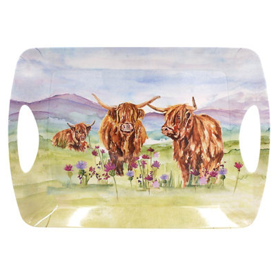 Highland Cow Tray Large Farmhouse Country Serving Rustic Kitchen Home Utility from B&Q