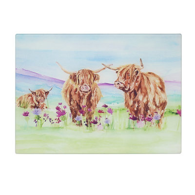 Highland Cow Cutting Board Farmhouse Country Chopping Surface Rustic Kitchen Aid from B&Q