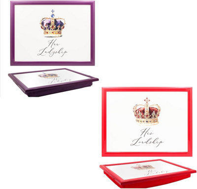 B4E His Lordship And Her Ladyship Lap Trays Set Of 2Cushioned Bean Bag Base LaptraysBreakfast TrayLaptop Tray And Tv Dinner from B&Q