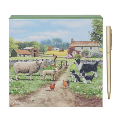 Memo Pad With Pen Collie & Sheep Design Scratch Notes Office Paper Stationery from B&Q