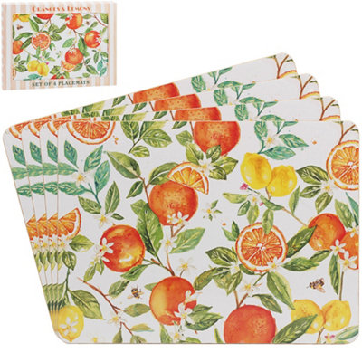 Cork Placemats Set Of 4 Oranges & Lemons Citrus Table Linen Mats Kitchen Dining from B&Q