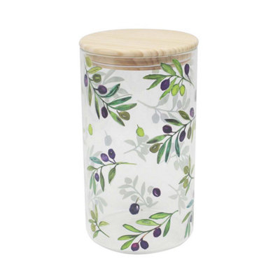Glass Storage Jar 1.5L Jennifer Rose Olive Grove Airtight Kitchen Canister Large from B&Q