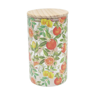 Glass Storage Jar Large 1500Ml Jennifer Rose Oranges & Lemons Airtight Canister from B&Q