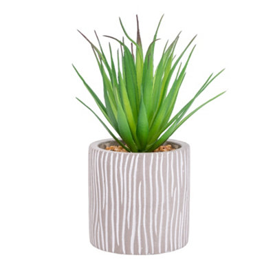 Candlelight Green 17.5Cm Succulent Artificial Plant In Grey Ceramic Pot from B&Q