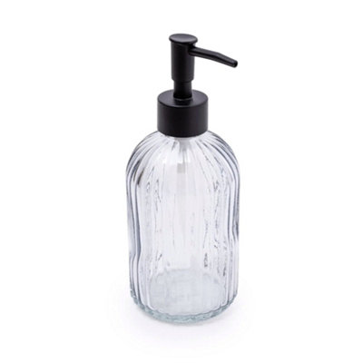 Candlelight Grey & Black Glass Soap Dispenser from B&Q