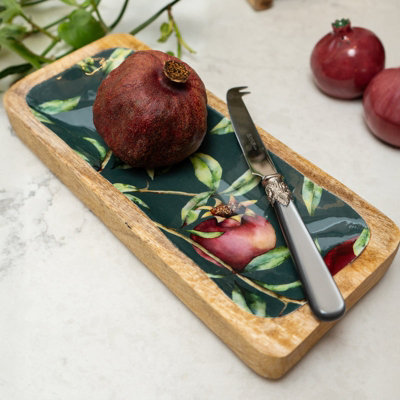 Madison & Mayfair 30.5Cm Rectangular Dish With Enamel Inlay PomegranateGreen from B&Q