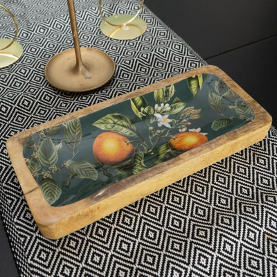 Madison & Mayfair 30.5Cm Rectangular Dish With Enamel Inlay Orange Blossom from B&Q