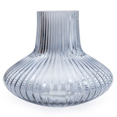 Candlelight 18.5Cm Blue Ridged Bottle Vase Medium Art from B&Q